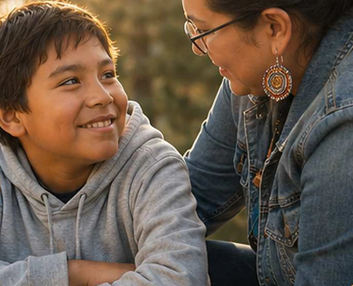 Child and caregiver, from the Child and Youth Healing Homes brochure