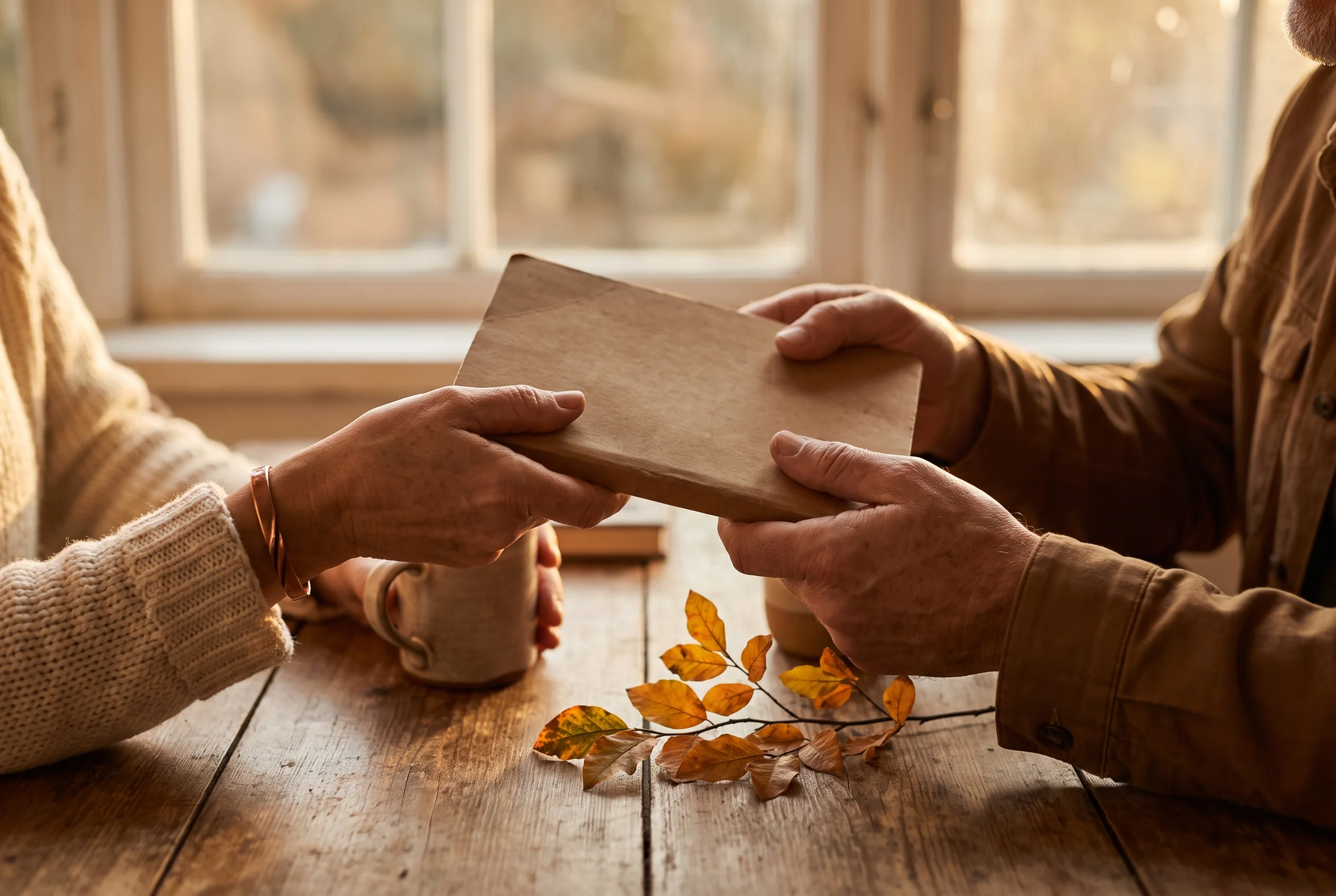 Illustrative image of a welcoming referral conversation at a table
